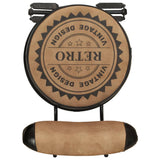 NNEVL Bar Stools with Canvas Print 2 pcs Brown and Black Real Goat Leather