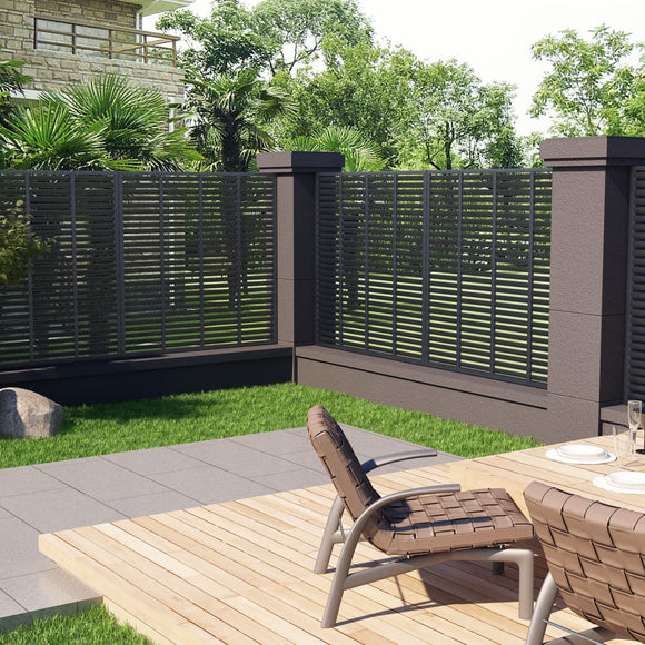 NNEVL Louver Fence WPC 180x180 cm Grey