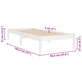 NNEVL Bed Frame without Mattress White Solid Wood 90x190 cm
