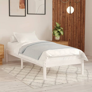 NNEVL Bed Frame without Mattress White Solid Wood 90x190 cm