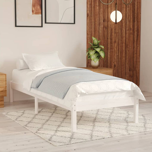 NNEVL Bed Frame without Mattress White Solid Wood 90x190 cm