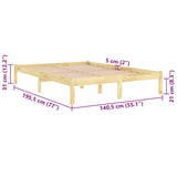 NNEVL Bed Frame without Mattress Solid Wood 135x190 cm