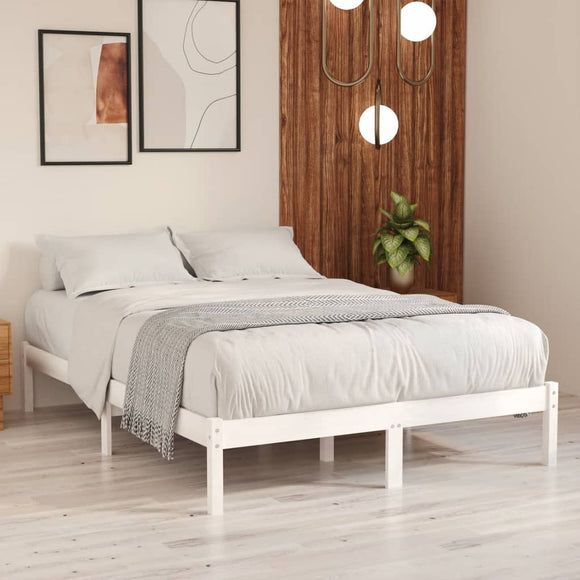 NNEVL Bed Frame without Mattress White Solid Wood 150x200 cm