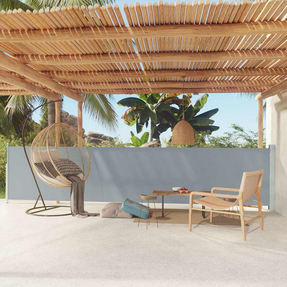 NNEVL Patio Retractable Side Awning 117x600 cm Grey