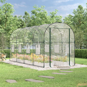 NNEVL Greenhouse Transparent 160x400x190 cm PVC&Powder-coated Steel