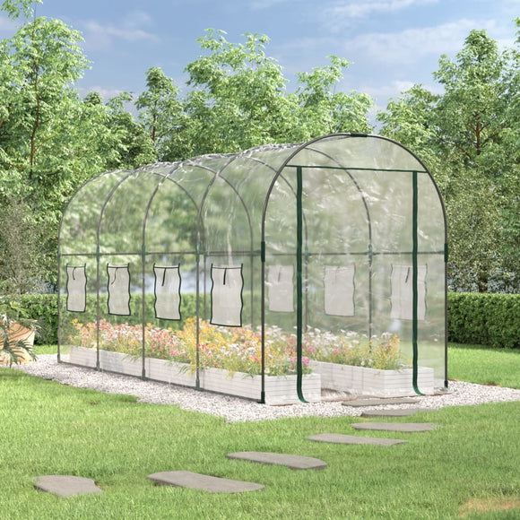 NNEVL Greenhouse Transparent 160x400x190 cm PVC&Powder-coated Steel