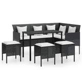 NNEVL 5 Piece L-shaped Couch Sofa Set with Cushions Poly Rattan Black