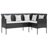NNEVL 5 Piece L-shaped Couch Sofa Set with Cushions Poly Rattan Black