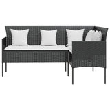 NNEVL 5 Piece L-shaped Couch Sofa Set with Cushions Poly Rattan Black