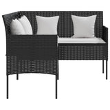 NNEVL 5 Piece L-shaped Couch Sofa Set with Cushions Poly Rattan Black