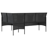 NNEVL 5 Piece L-shaped Couch Sofa Set with Cushions Poly Rattan Black