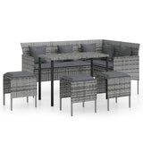 NNEVL 5 Piece L-shaped Couch Sofa Set with Cushions Poly Rattan Grey