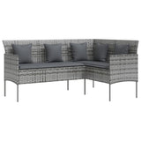 NNEVL 5 Piece L-shaped Couch Sofa Set with Cushions Poly Rattan Grey