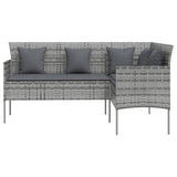 NNEVL 5 Piece L-shaped Couch Sofa Set with Cushions Poly Rattan Grey