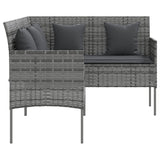 NNEVL 5 Piece L-shaped Couch Sofa Set with Cushions Poly Rattan Grey