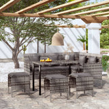 NNEVL 5 Piece L-shaped Couch Sofa Set with Cushions Poly Rattan Grey