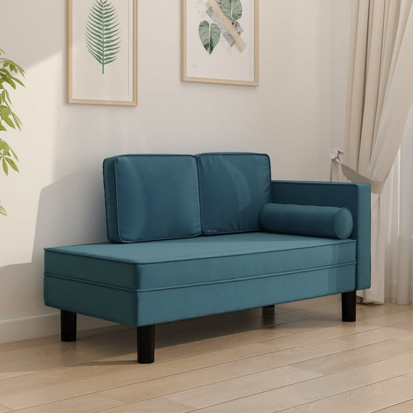 NNEVL Chaise Lounge with Cushions and Bolster Blue Velvet
