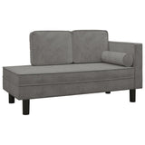 NNEVL Chaise Lounge with Cushions and Bolster Light Grey Velvet