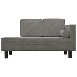 NNEVL Chaise Lounge with Cushions and Bolster Light Grey Velvet