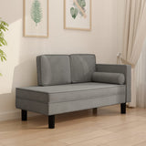 NNEVL Chaise Lounge with Cushions and Bolster Light Grey Velvet