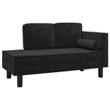 NNEVL Chaise Lounge with Cushions and Bolster Black Velvet