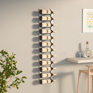 NNEVL Wall Mounted Wine Rack for 12 Bottles White Iron