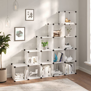 NNEVL Storage Cube Organiser with 15 Cubes Transparent PP