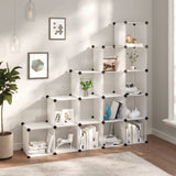 NNEVL Storage Cube Organiser with 15 Cubes Transparent PP