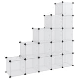 NNEVL Storage Cube Organiser with 15 Cubes and Doors Transparent PP