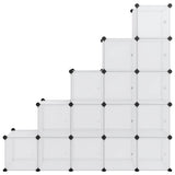 NNEVL Storage Cube Organiser with 15 Cubes and Doors Transparent PP