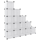 NNEVL Storage Cube Organiser with 15 Cubes and Doors Transparent PP