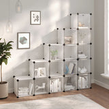 NNEVL Storage Cube Organiser with 15 Cubes and Doors Transparent PP