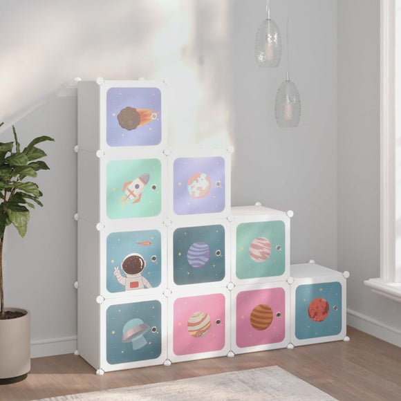 NNEVL Cube Storage Cabinet for Kids with 10 Cubes White PP