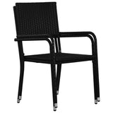 NNEVL Garden Dining Chairs 4 pcs Stackable Black Poly Rattan
