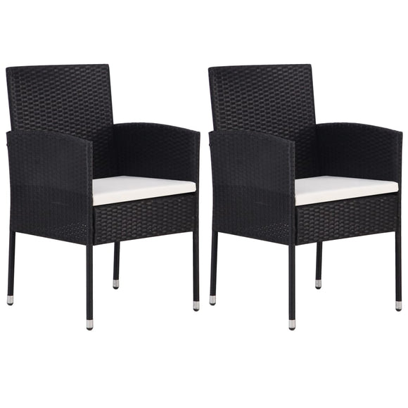 NNEVL Garden Chairs with Cream White Cushions 2 pcs Black Poly Rattan