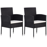 NNEVL Garden Chairs with Cream White Cushions 2 pcs Black Poly Rattan
