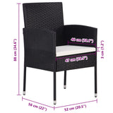 NNEVL Garden Chairs with Cream White Cushions 2 pcs Black Poly Rattan
