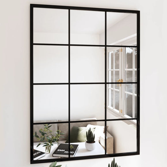 NNEVL Wall Mirror Black 80x60 cm Metal