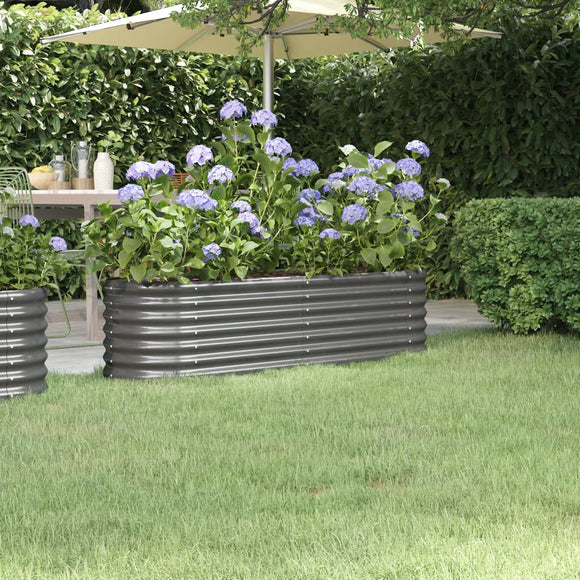NNEVL Garden Raised Bed Powder-Coated Steel 152x40x36 cm Grey