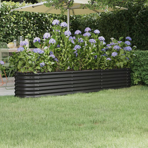 NNEVL Garden Raised Bed Powder-coated Steel 224x40x36 cm Anthracite