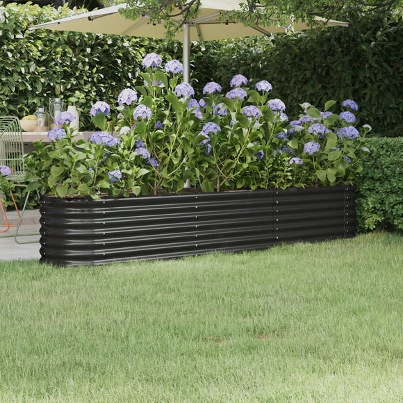NNEVL Garden Raised Bed Powder-coated Steel 224x40x36 cm Anthracite