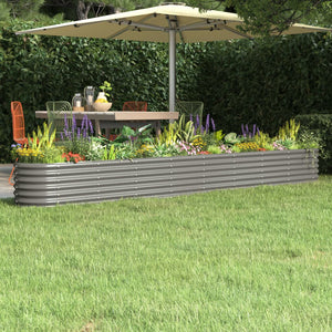 NNEVL Garden Raised Bed Powder-Coated Steel 332x40x36 cm Grey