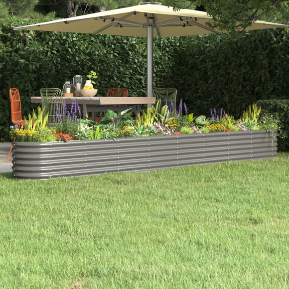 NNEVL Garden Raised Bed Powder-Coated Steel 332x40x36 cm Grey