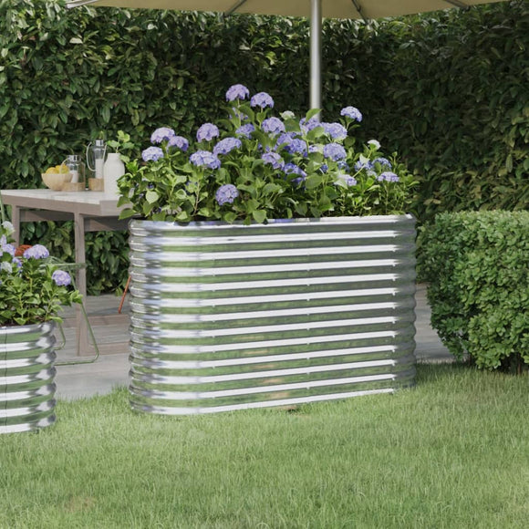 NNEVL Garden Raised Bed Powder-Coated Steel 114x40x68 cm Silver
