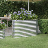 NNEVL Garden Raised Bed Powder-Coated Steel 114x40x68 cm Silver