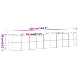 NNEVL Garden Raised Bed Powder-Coated Steel 368x80x68 cm Grey