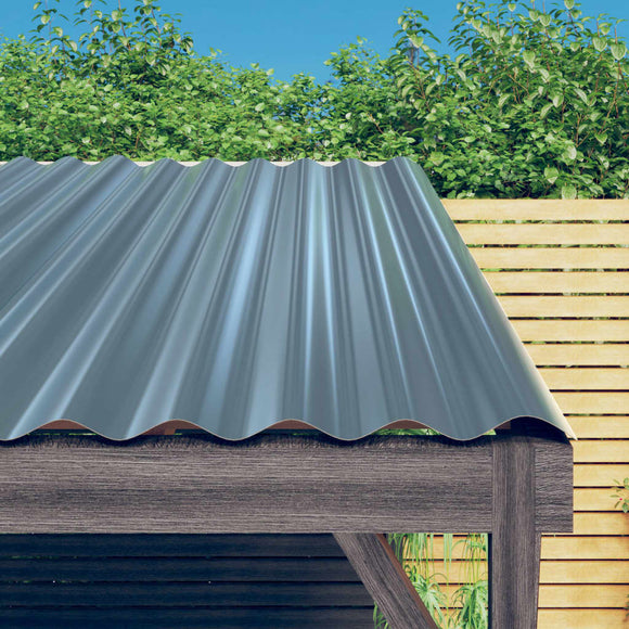 NNEVL Roof Panels 12 pcs Powder-coated Steel Grey 100x36 cm