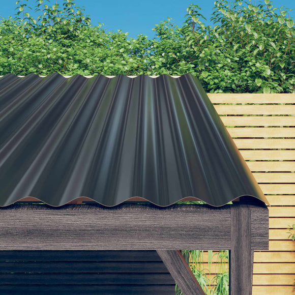 NNEVL Roof Panels 12 pcs Powder-coated Steel Anthracite 100x36 cm