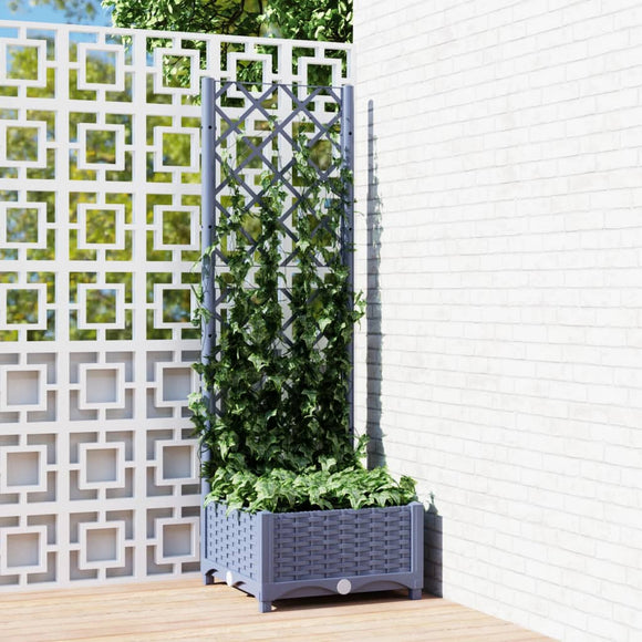 NNEVL Garden Planter with Trellis Blue Grey 40x40x121.5 cm PP