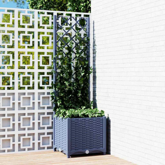 NNEVL Garden Planter with Trellis Blue Grey 40x40x136 cm PP